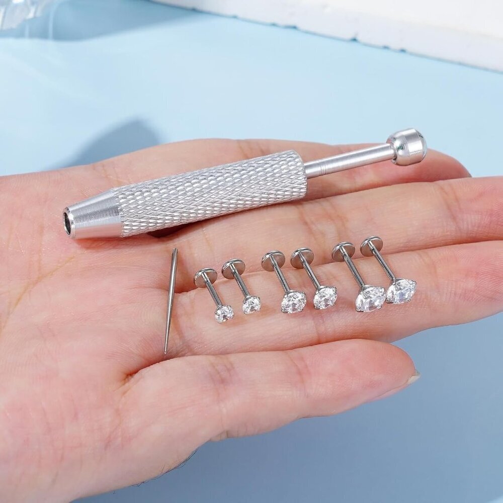 Flat Back Stud Earrings Hypoallergenic Stainless … - image 4